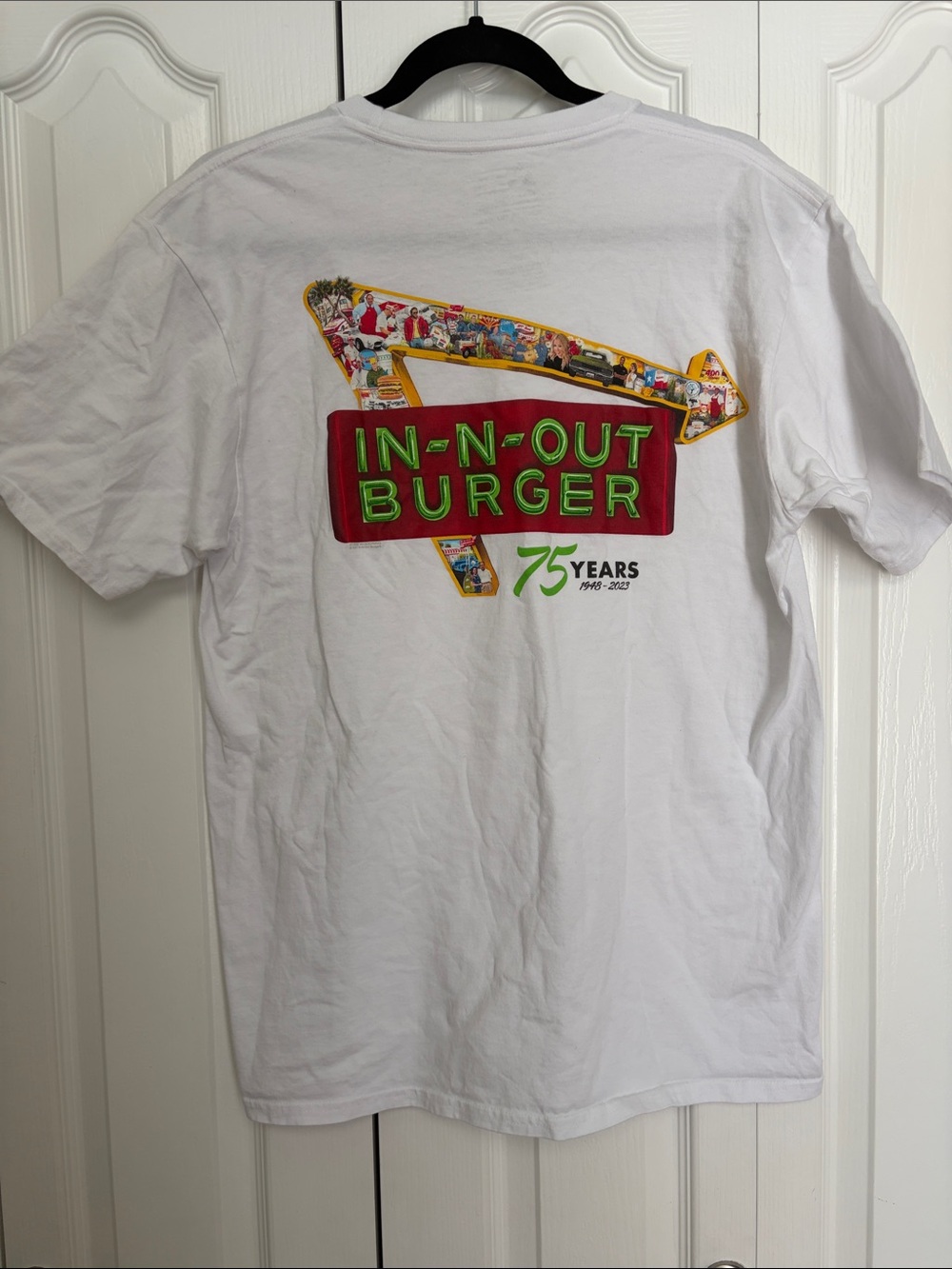 In N Out 75th Anniversary White Graphic Tee L